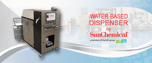 Sun Chemical waterbased dispenser for Narrow Web Tag and Label