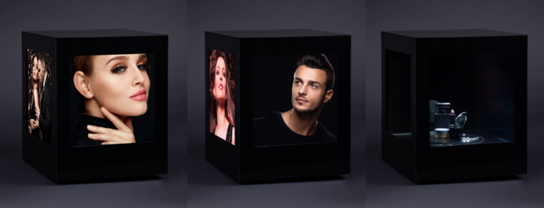 Point-of-purchase-displays-featuring-woman-man-product