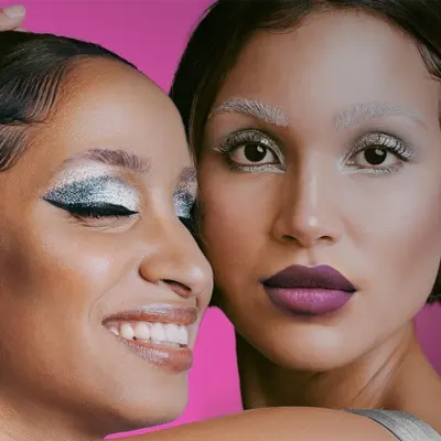 Two-Women-Wearing-Silver-Makeup