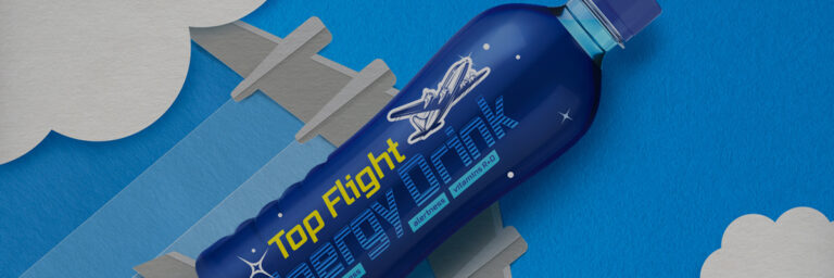 shrink-sleeve-energy-drink-flying-like-cut-paper-plane