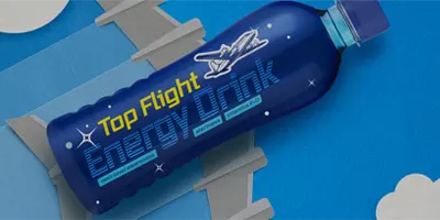 shrink-sleeve-energy-drink-flying-like-cut-paper-plane