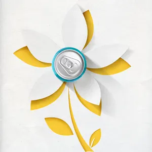 yellow-flower-with-2-piece-metal-soda-can