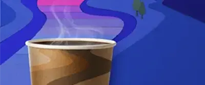 paper-coffee-cup-steam-turns-into-sunset-river