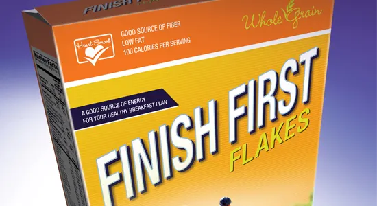 Finish-First-Flakes-Cereal-Box